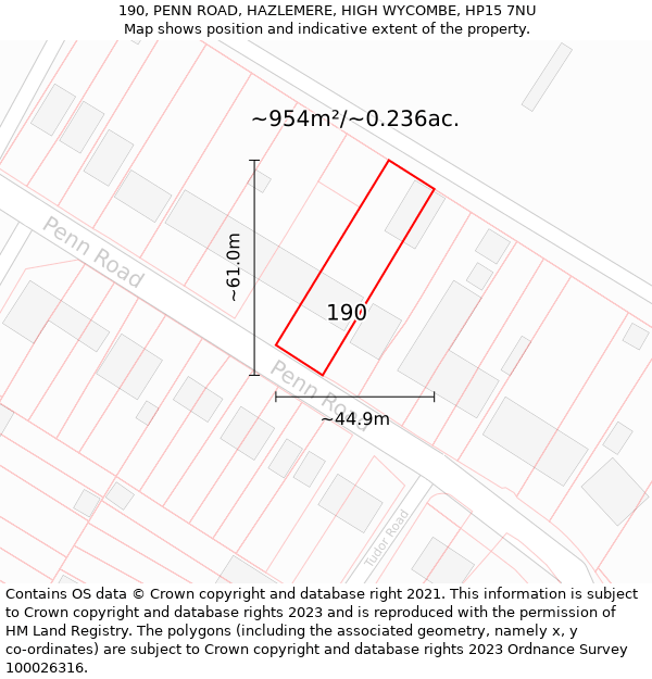 190, PENN ROAD, HAZLEMERE, HIGH WYCOMBE, HP15 7NU: Plot and title map