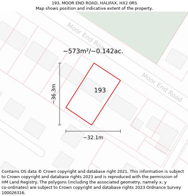 193, MOOR END ROAD, HALIFAX, HX2 0RS: Plot and title map