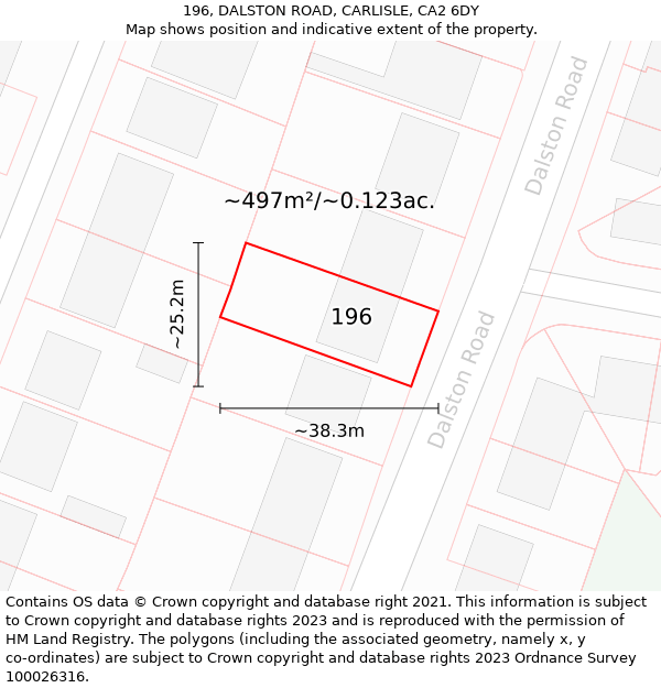 196, DALSTON ROAD, CARLISLE, CA2 6DY: Plot and title map