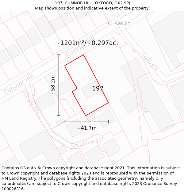 197, CUMNOR HILL, OXFORD, OX2 9PJ: Plot and title map