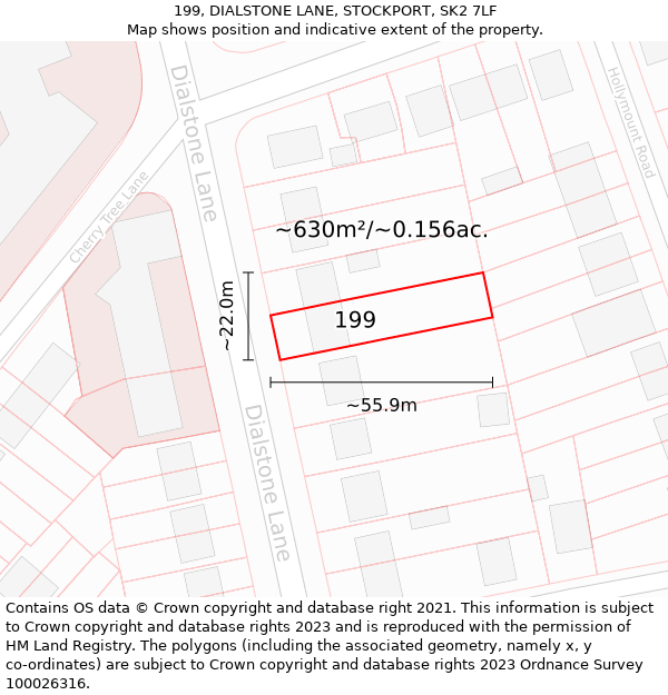 199, DIALSTONE LANE, STOCKPORT, SK2 7LF: Plot and title map