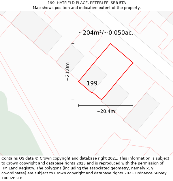 199, HATFIELD PLACE, PETERLEE, SR8 5TA: Plot and title map