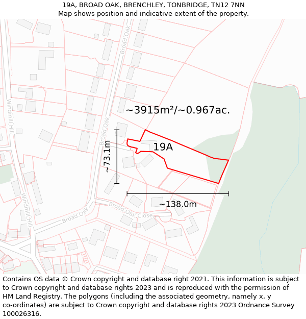 19A, BROAD OAK, BRENCHLEY, TONBRIDGE, TN12 7NN: Plot and title map