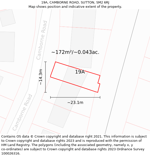 19A, CAMBORNE ROAD, SUTTON, SM2 6RJ: Plot and title map