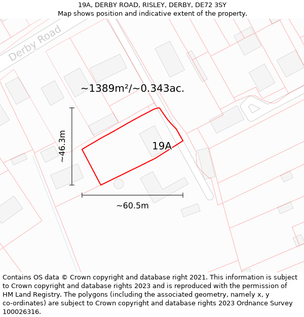 19A, DERBY ROAD, RISLEY, DERBY, DE72 3SY: Plot and title map