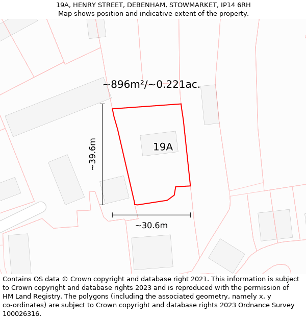 19A, HENRY STREET, DEBENHAM, STOWMARKET, IP14 6RH: Plot and title map