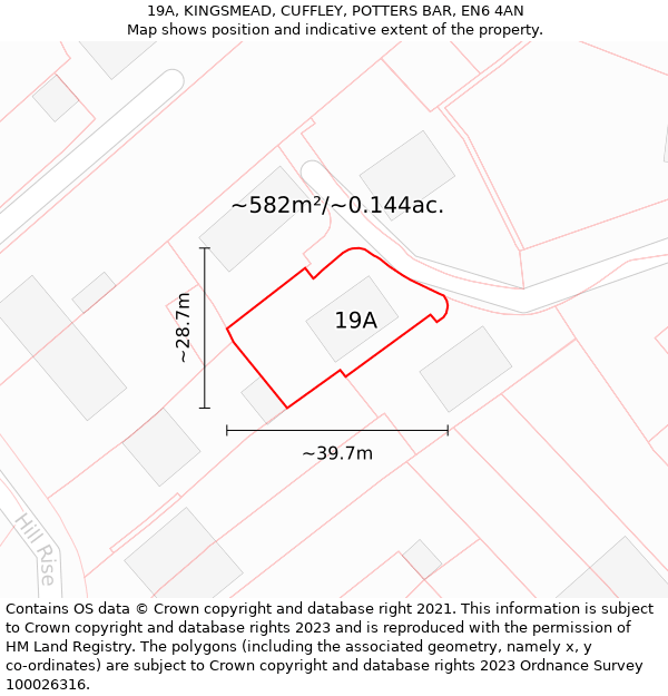 19A, KINGSMEAD, CUFFLEY, POTTERS BAR, EN6 4AN: Plot and title map