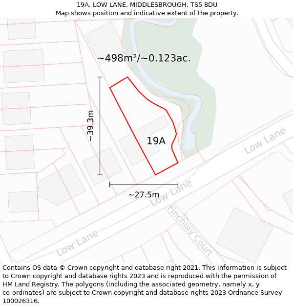 19A, LOW LANE, MIDDLESBROUGH, TS5 8DU: Plot and title map