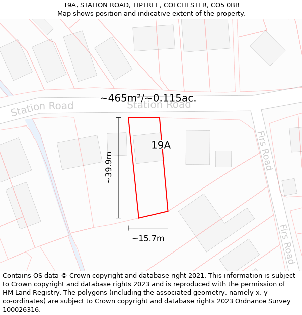 19A, STATION ROAD, TIPTREE, COLCHESTER, CO5 0BB: Plot and title map