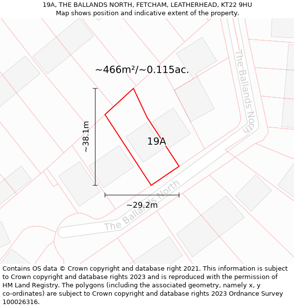 19A, THE BALLANDS NORTH, FETCHAM, LEATHERHEAD, KT22 9HU: Plot and title map