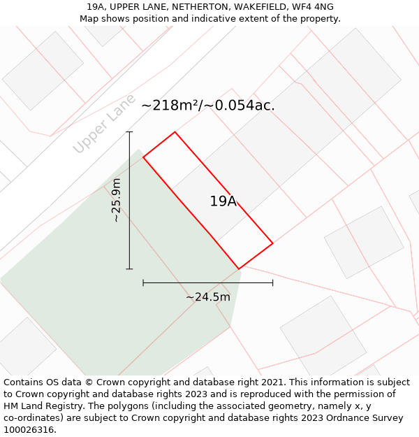 19A, UPPER LANE, NETHERTON, WAKEFIELD, WF4 4NG: Plot and title map