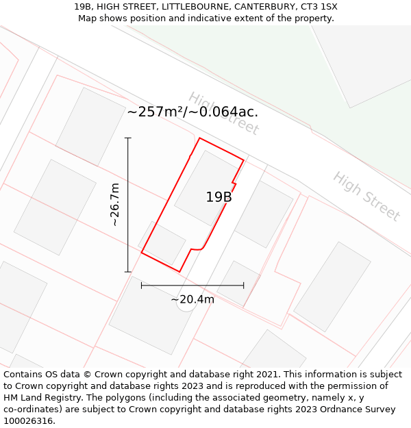 19B, HIGH STREET, LITTLEBOURNE, CANTERBURY, CT3 1SX: Plot and title map