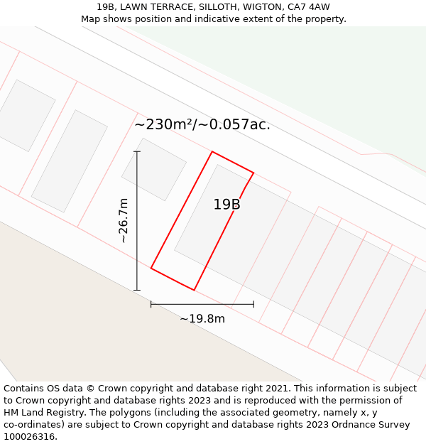 19B, LAWN TERRACE, SILLOTH, WIGTON, CA7 4AW: Plot and title map