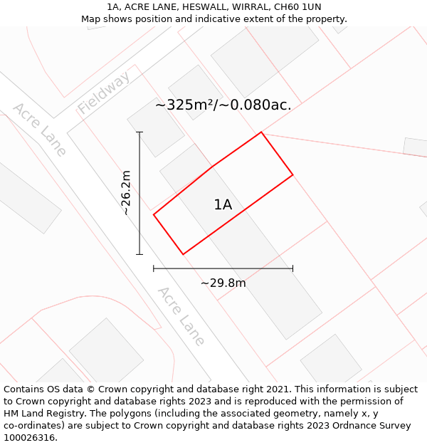 1A, ACRE LANE, HESWALL, WIRRAL, CH60 1UN: Plot and title map