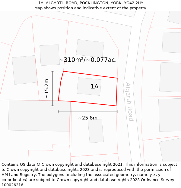 1A, ALGARTH ROAD, POCKLINGTON, YORK, YO42 2HY: Plot and title map