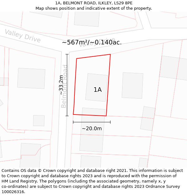 1A, BELMONT ROAD, ILKLEY, LS29 8PE: Plot and title map