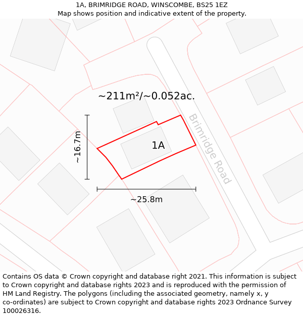 1A, BRIMRIDGE ROAD, WINSCOMBE, BS25 1EZ: Plot and title map