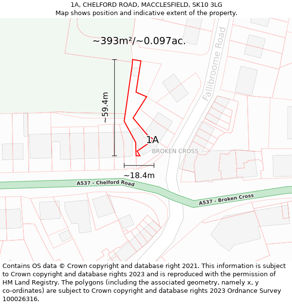 1A, CHELFORD ROAD, MACCLESFIELD, SK10 3LG: Plot and title map