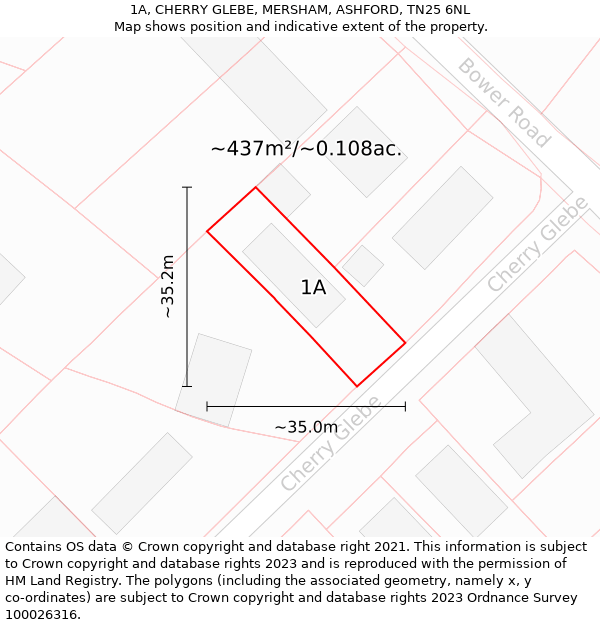 1A, CHERRY GLEBE, MERSHAM, ASHFORD, TN25 6NL: Plot and title map