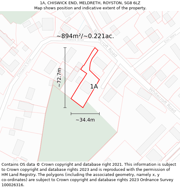 1A, CHISWICK END, MELDRETH, ROYSTON, SG8 6LZ: Plot and title map