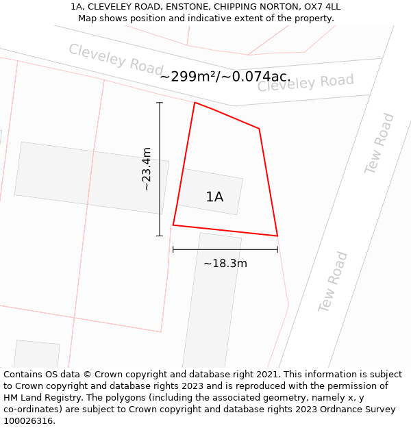 1A, CLEVELEY ROAD, ENSTONE, CHIPPING NORTON, OX7 4LL: Plot and title map