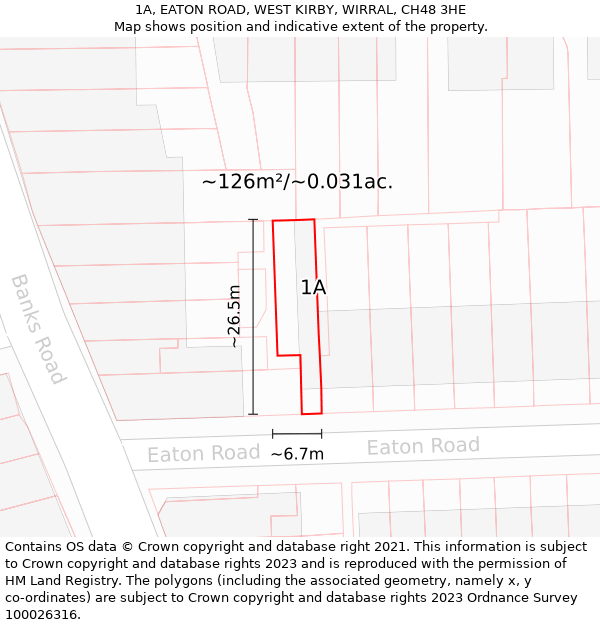 1A, EATON ROAD, WEST KIRBY, WIRRAL, CH48 3HE: Plot and title map