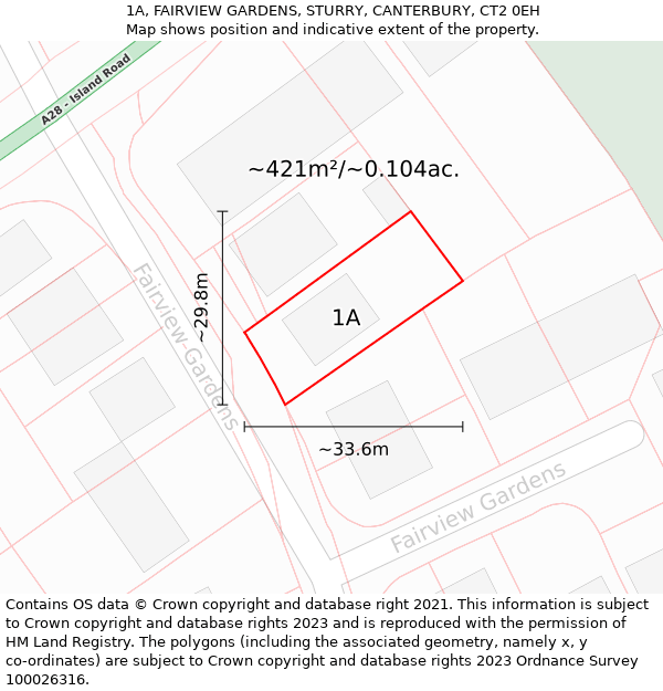 1A, FAIRVIEW GARDENS, STURRY, CANTERBURY, CT2 0EH: Plot and title map