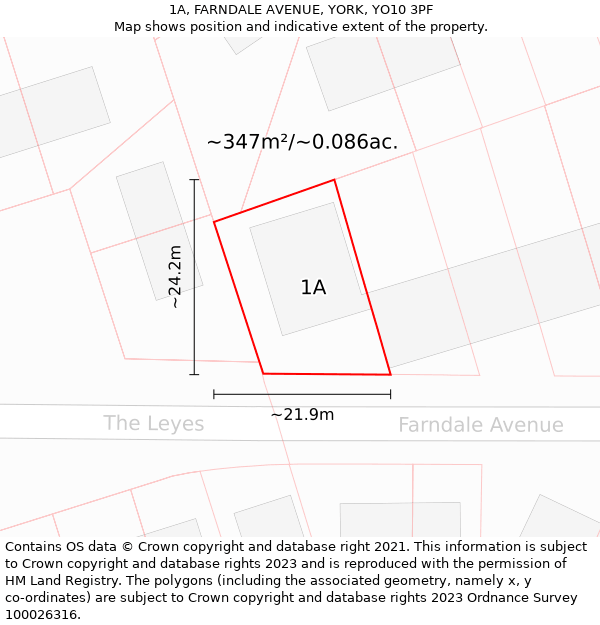 1A, FARNDALE AVENUE, YORK, YO10 3PF: Plot and title map