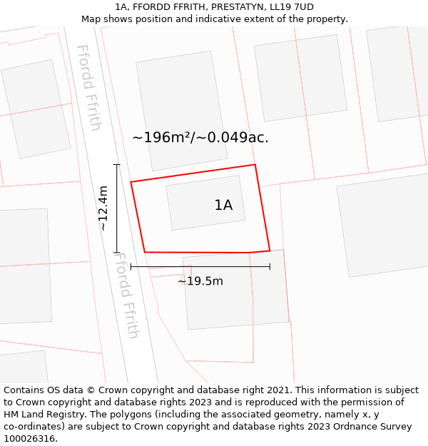 1A, FFORDD FFRITH, PRESTATYN, LL19 7UD: Plot and title map