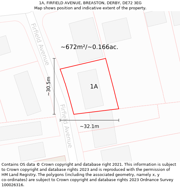 1A, FIRFIELD AVENUE, BREASTON, DERBY, DE72 3EG: Plot and title map