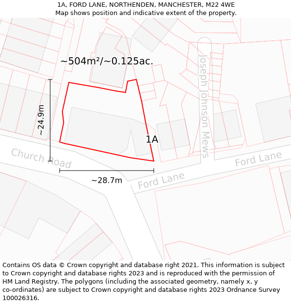 1A, FORD LANE, NORTHENDEN, MANCHESTER, M22 4WE: Plot and title map