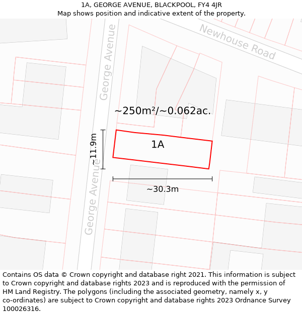 1A, GEORGE AVENUE, BLACKPOOL, FY4 4JR: Plot and title map
