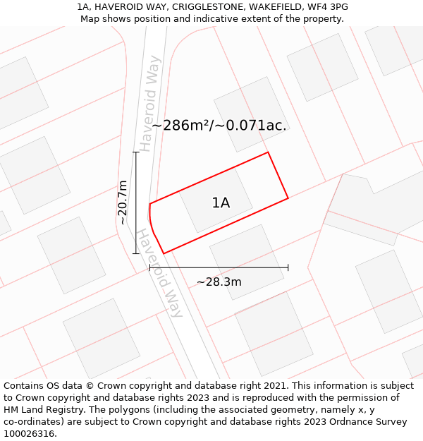 1A, HAVEROID WAY, CRIGGLESTONE, WAKEFIELD, WF4 3PG: Plot and title map