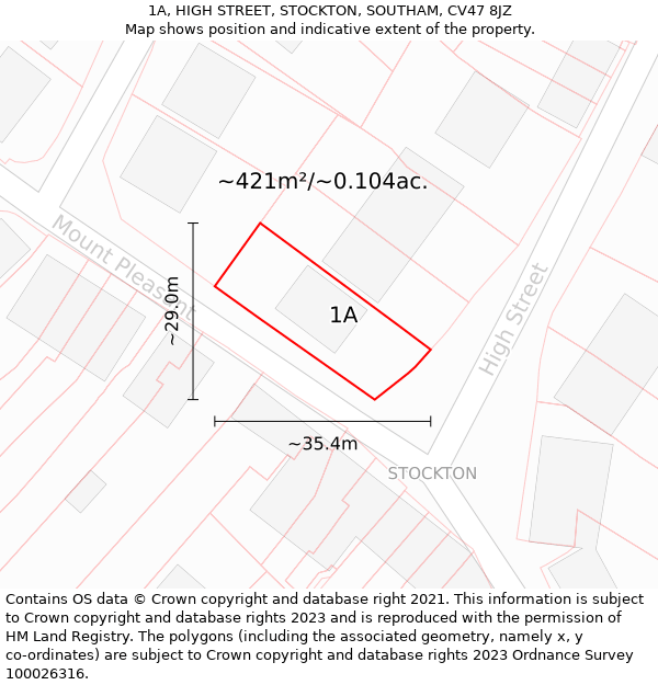 1A, HIGH STREET, STOCKTON, SOUTHAM, CV47 8JZ: Plot and title map