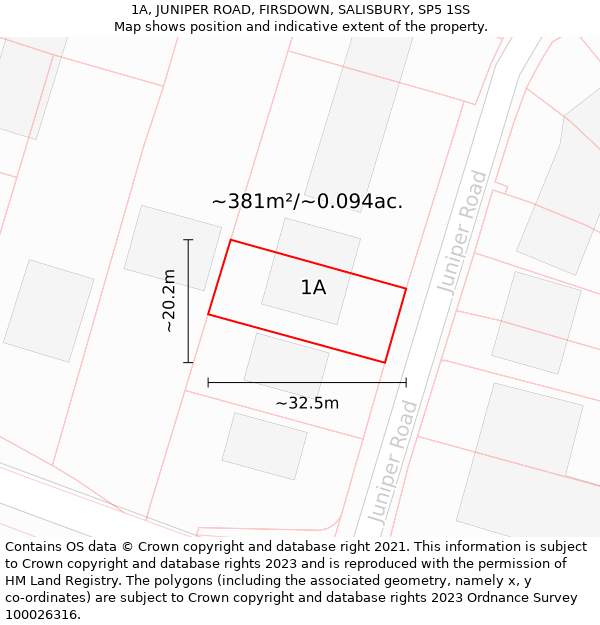 1A, JUNIPER ROAD, FIRSDOWN, SALISBURY, SP5 1SS: Plot and title map