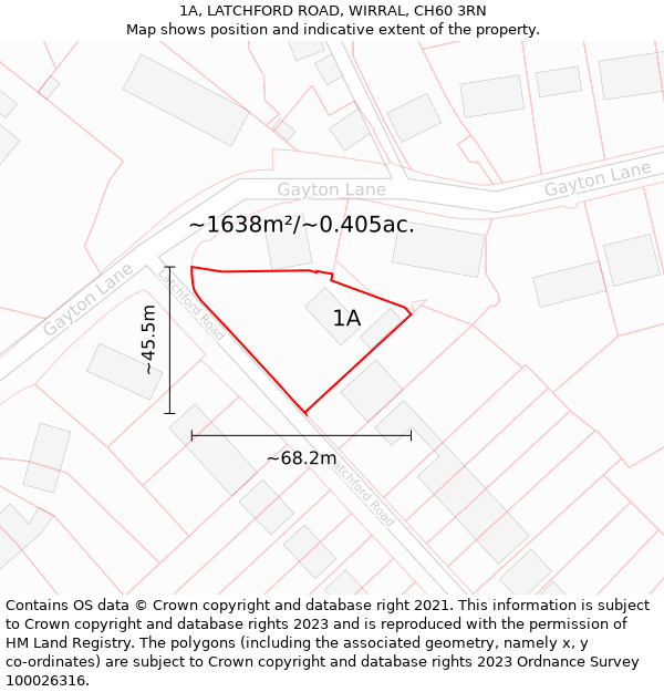 1A, LATCHFORD ROAD, WIRRAL, CH60 3RN: Plot and title map