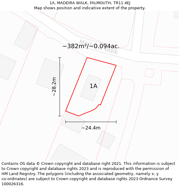 1A, MADEIRA WALK, FALMOUTH, TR11 4EJ: Plot and title map