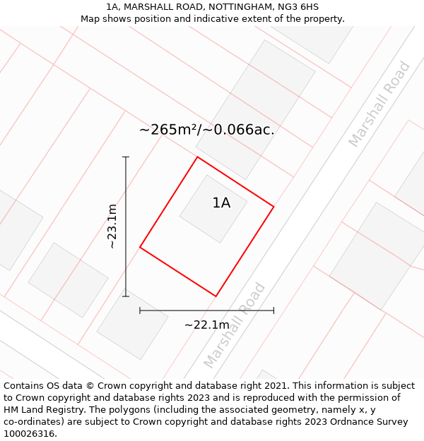 1A, MARSHALL ROAD, NOTTINGHAM, NG3 6HS: Plot and title map