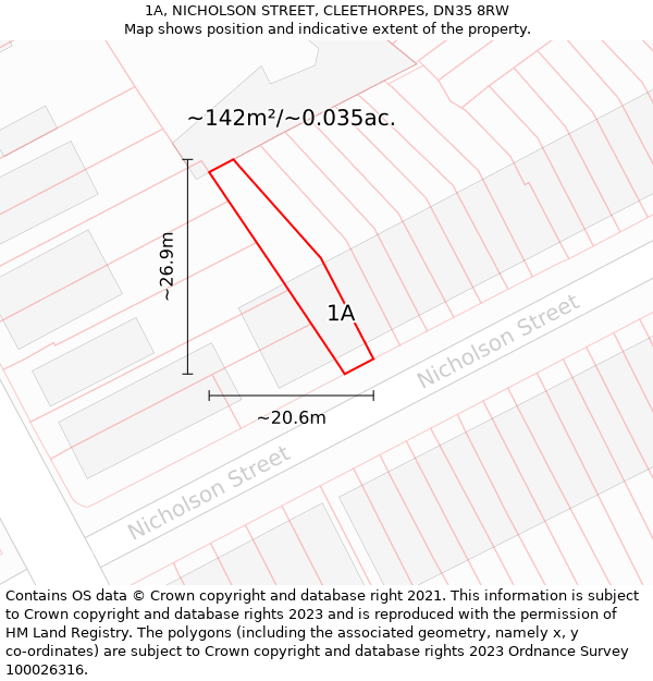 1A, NICHOLSON STREET, CLEETHORPES, DN35 8RW: Plot and title map