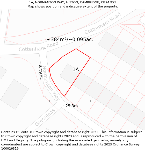 1A, NORMANTON WAY, HISTON, CAMBRIDGE, CB24 9XS: Plot and title map