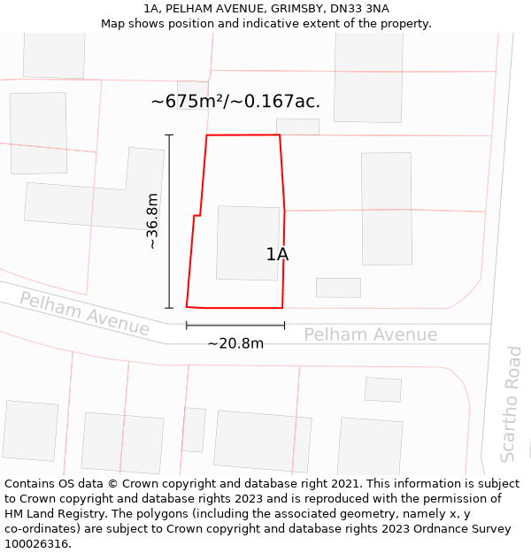 1A, PELHAM AVENUE, GRIMSBY, DN33 3NA: Plot and title map