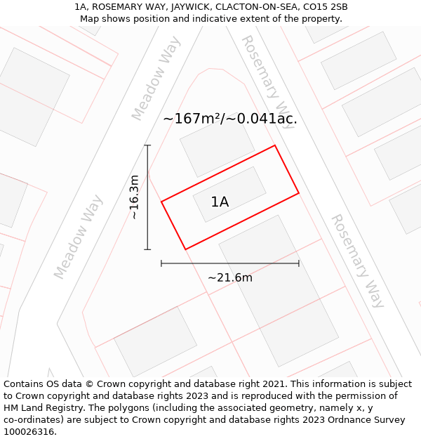 1A, ROSEMARY WAY, JAYWICK, CLACTON-ON-SEA, CO15 2SB: Plot and title map