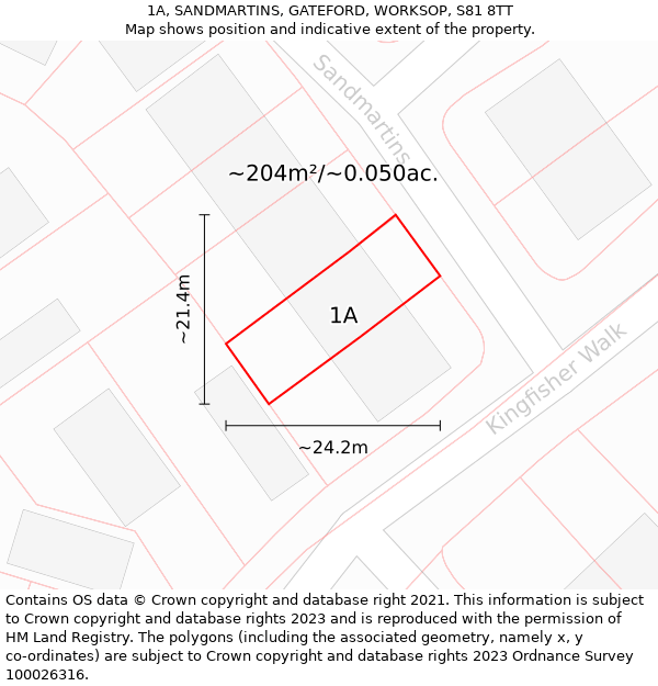 1A, SANDMARTINS, GATEFORD, WORKSOP, S81 8TT: Plot and title map