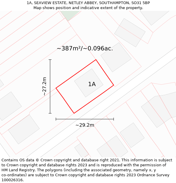 1A, SEAVIEW ESTATE, NETLEY ABBEY, SOUTHAMPTON, SO31 5BP: Plot and title map