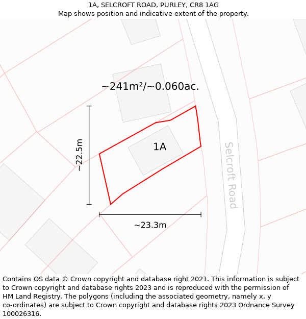 1A, SELCROFT ROAD, PURLEY, CR8 1AG: Plot and title map