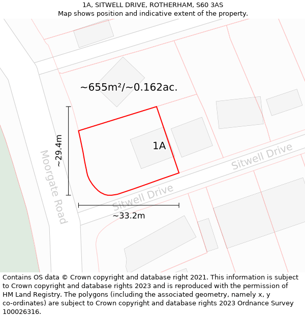 1A, SITWELL DRIVE, ROTHERHAM, S60 3AS: Plot and title map