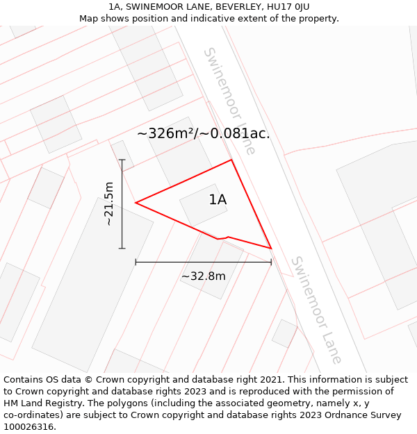 1A, SWINEMOOR LANE, BEVERLEY, HU17 0JU: Plot and title map