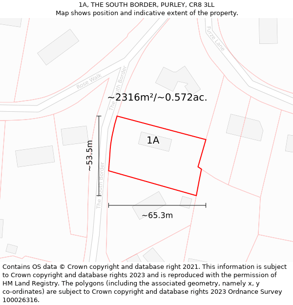 1A, THE SOUTH BORDER, PURLEY, CR8 3LL: Plot and title map