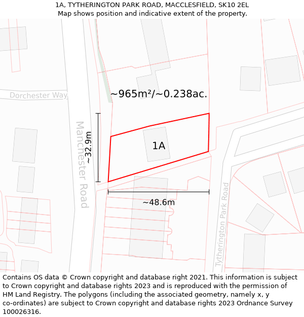 1A, TYTHERINGTON PARK ROAD, MACCLESFIELD, SK10 2EL: Plot and title map