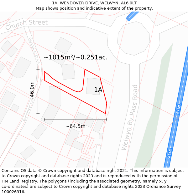 1A, WENDOVER DRIVE, WELWYN, AL6 9LT: Plot and title map